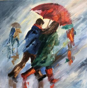 Running in the Rain 200x200mm